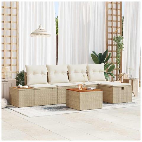 Set Divano da Giardino 6 pcs Beige 55 x 62 x 69 cm Poly Rattan - Foto 2
