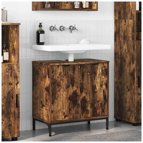 Armadio per Lavabo da Bagno Rovere fumo 60,5 x 33,5 x 61 cm - Foto 2
