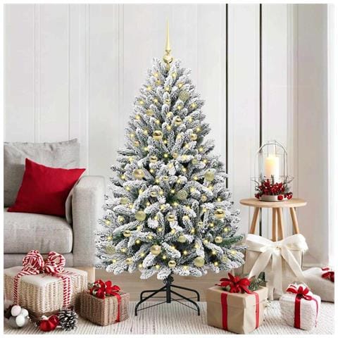 Albero di Natale artificiale con 150 LED Verde e Bianco 150 cm - Foto 2