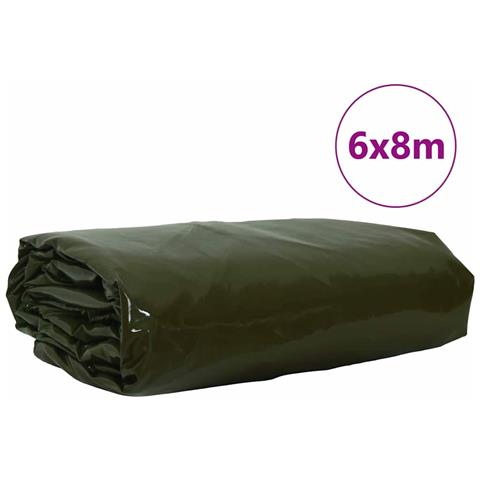 Telo 650g / m² Verde oliva 6 x 8 m Tela con rivestimento in PVC - Foto 2