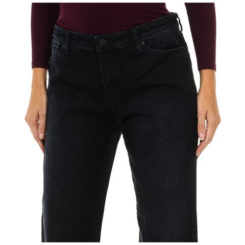 Pantaloni Lunghi In Denim Dal Taglio Dritto Da Donna 6y5j15-5dwpz - Foto 2