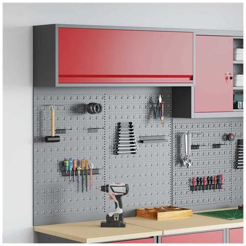 Set di armadi per attrezzi con lo scaffale 3 pcs Rosso - Foto 2