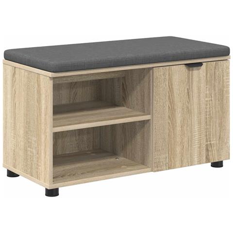 Panca per ingresso con cuscino Rovere Sonoma 80 x 38 x 46 cm - Foto 1
