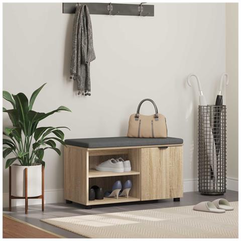 Panca per ingresso con cuscino Rovere Sonoma 80 x 38 x 46 cm - Foto 2