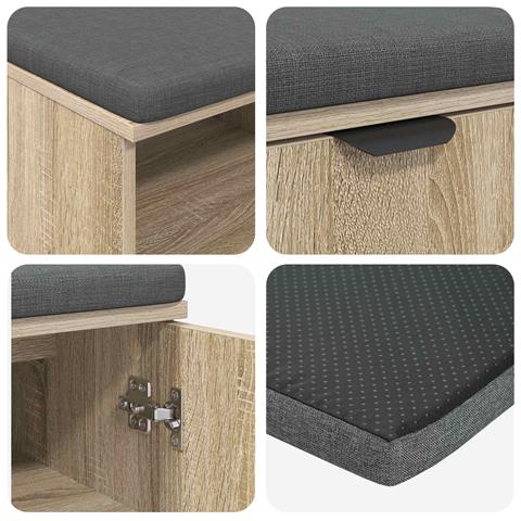 Panca per ingresso con cuscino Rovere Sonoma 80 x 38 x 46 cm - Foto 9