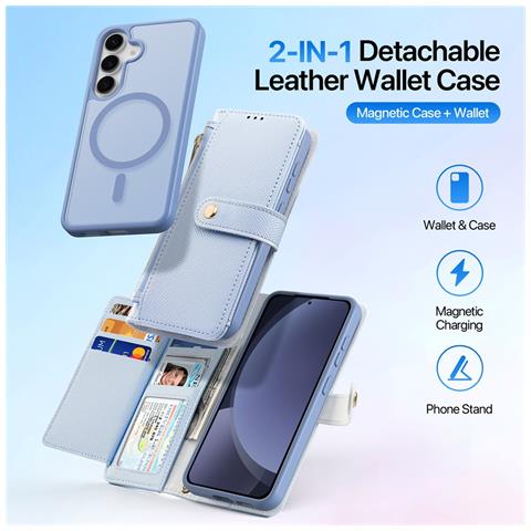 Cover Cartera per Galaxy S25+ - Pelle /PU, Blu Claro - Foto 2