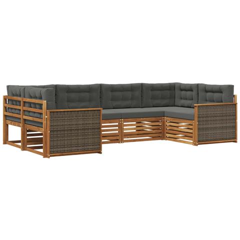 Set di divani da esterno con cuscino 6 pcs Naturale e Antracite - Foto 1