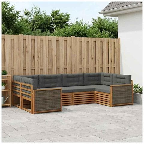 Set di divani da esterno con cuscino 6 pcs Naturale e Antracite - Foto 2