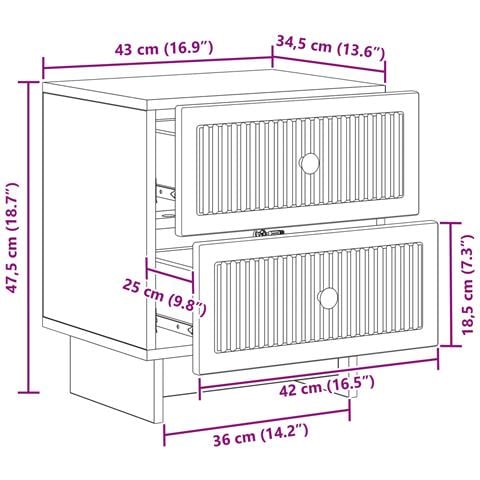 Armadio da Notte con cassetto Rovere Fumo 43 x 34,5 x 47,5 cm - Foto 9