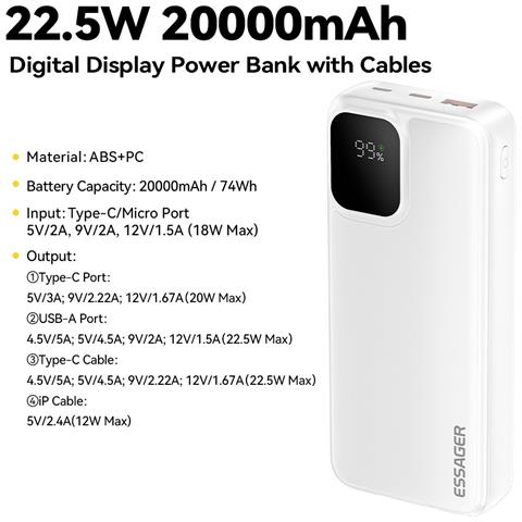 Power Bank - Bianco, 20000 mAh, 5W - Foto 2