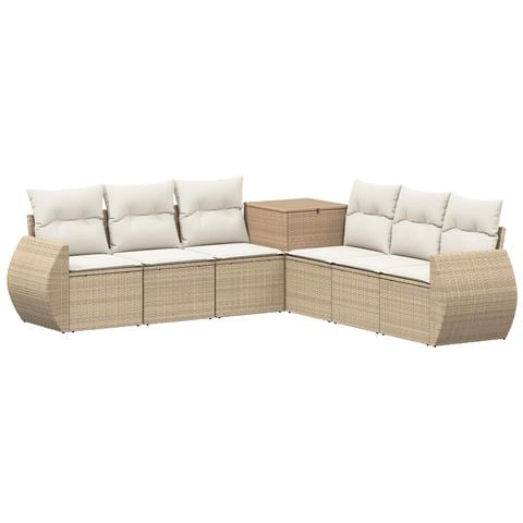 Set di divani 7 pcs Beige e Bianco Crema - Foto 1