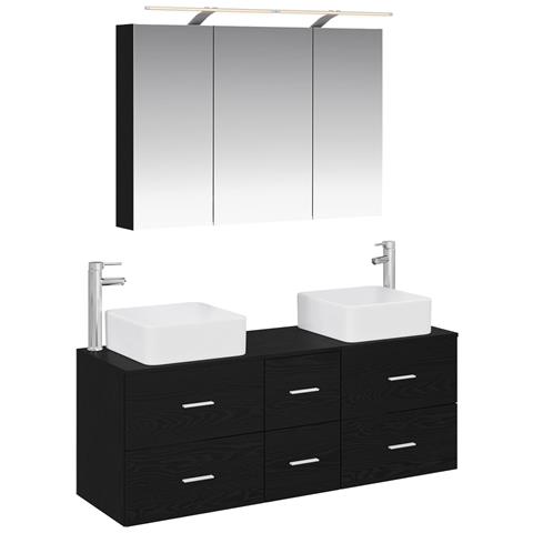 Set di mobili per il bagno 4 pcs Rovere Nero - Foto 1