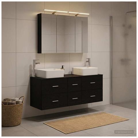Set di mobili per il bagno 4 pcs Rovere Nero - Foto 2