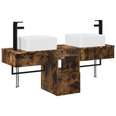 Set di Armadi da Bagno 3 pz Rovere Fumo 53 x 35 x 39 cm - Foto 1