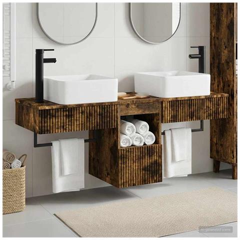 Set di Armadi da Bagno 3 pz Rovere Fumo 53 x 35 x 39 cm - Foto 10