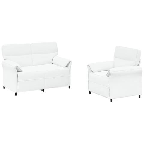 Set di divani 2 pz Bianco Tessuto - Foto 1