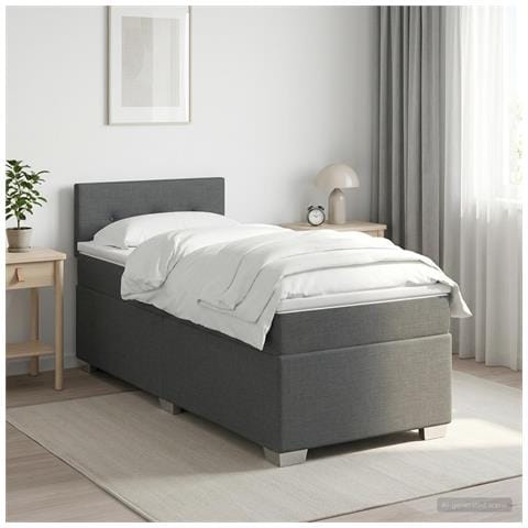 Letto box spring con materasso Grigio Scuro 100 x 200 cm - Foto 10