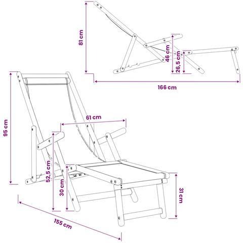 Lettino prendisole pieghevole 2 pcs 3 Posizione Crema - Foto 2
