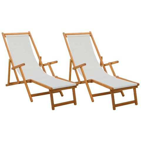 Lettino prendisole pieghevole 2 pcs 3 Posizione Crema - Foto 1