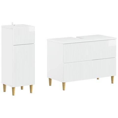 Set di Armadi da Bagno da 2 Pezzi ARNHEM Bianco Lucido - Foto 1