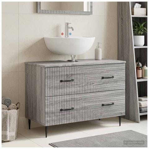 Armadio per Lavabo da Bagno HAARLEM Sonoma grigio - Foto 2