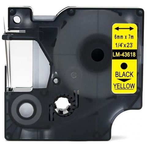 Nastro Compatibile 6mmx7m Giallo Cassetta Per Dymo-500ts Eletronic Labelling Etichette D43618 Yellow - Foto 2