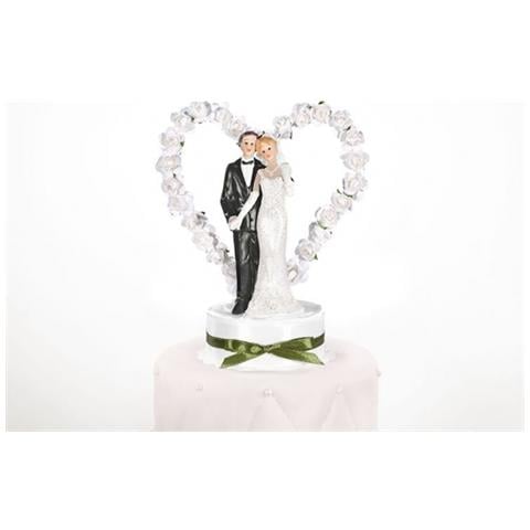 Cake Topper A Forma Di Sposi Dietro A Cuore Di Rose - Foto 1