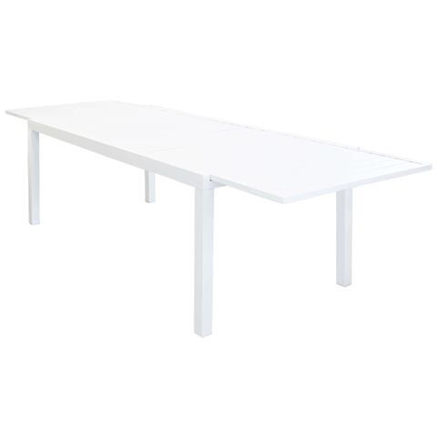 Set Tavolo Giardino Allungabile Rettangolare 200/300 X 100 Con 6 Poltrone In Alluminio Bianco Da Esterno - Foto 2