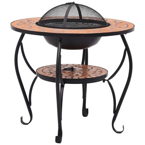 Tavolo Con Braciere A Mosaico Terracotta 68cm In Ceramica - Foto 1