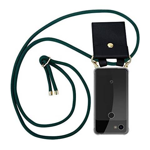 Catena Di Telefoni Cellulari Compatibile Con Google Pixel 3a In Verde Armata - Coperchio Protettivo In Silicone Con Anelli D'oro, Cinturino In Corda E Custodia Staccabile - Foto 1