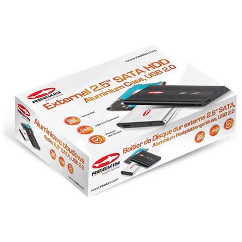 Reekin 2.5\'\' Esterno Sata Custodia Per Disco Rigido In Alluminio, Usb 2.0 (nero) - Foto 1