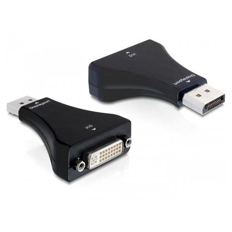 65257, Displayport 1.1, DVI, Maschio / femmina, Nero, Metallo, Plastica - Foto 1