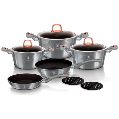 BERLINGER HAUS Moonlight Set Di Pentole Induzione 10-piece Alluminio Antiaderente 3 Casseruoli 2 Padelle Grigio BERLINGER HAUS Moonlight Set Di Pentole Induzione 10-piece Alluminio Antiaderente 3 Casseruoli 2 Padelle Grigio