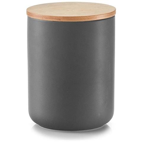 Contenitore In Ceramica Antracite Con Coperchio In Bambù, 1150 Ml, - Foto 1