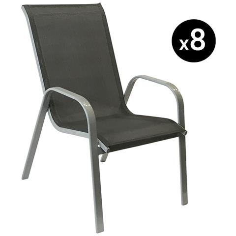 Set Di 8 Sedie Marbella In Textilene Grigio - Alluminio Grigio - Foto 9