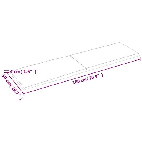 Piano Tavolo Marrone Chiaro 180x50x (2-4) cm Rovere Non Trattato - Foto 2
