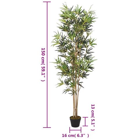 Albero Bambù Artificiale 828 Foglie 150 Cm Verde - Foto 7