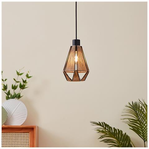 Lampadario Contemporaneo Adwickle 1 Luce Metallo Nero E Tessuto - Foto 1