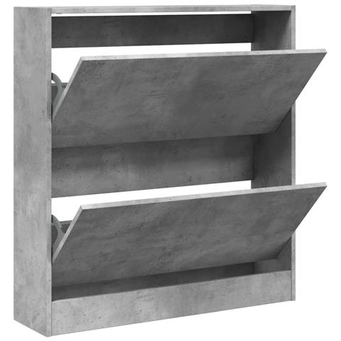 Scarpiera Grigio Cemento 80x21x87,5 Cm In Legno Multistrato - Foto 2
