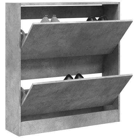 Scarpiera Grigio Cemento 80x21x87,5 Cm In Legno Multistrato - Foto 1