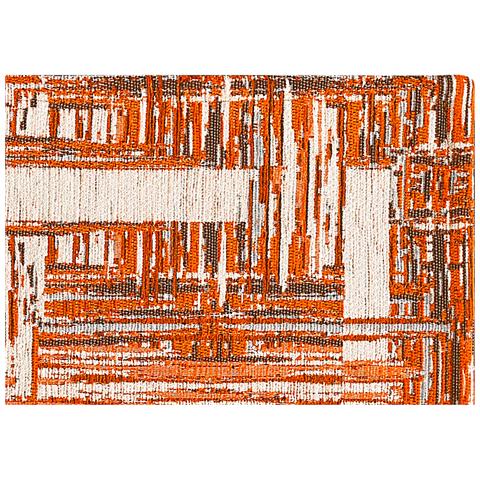 Tappeto Arredo Salotto Antiscivolo Scendiletto Camera Dis. Bangkok By Suardi 85x150 Arancio - Foto 2
