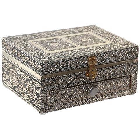 Scatola-portagioie Dkd Home Decor 17,5 X 12,5 X 8,5 Cm Champagne Naturale Alluminio - Foto 1