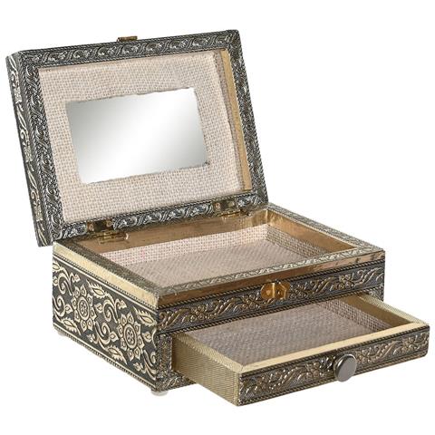 Scatola-portagioie Dkd Home Decor 17,5 X 12,5 X 8,5 Cm Champagne Naturale Alluminio - Foto 3