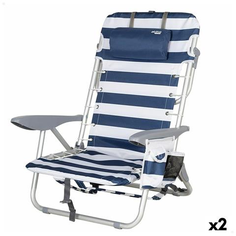 Sedia Da Spiaggia Azzurro Bianco 50 X 76 X 45 Cm (2 Unità) - Foto 1