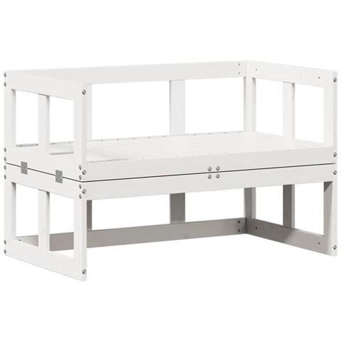 Panca Divano Giardino Estensibile Bianco Legno Massello di Pino - Foto 2