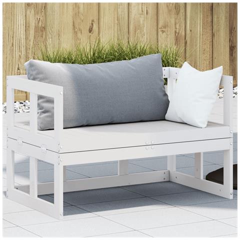 Panca Divano Giardino Estensibile Bianco Legno Massello di Pino - Foto 1