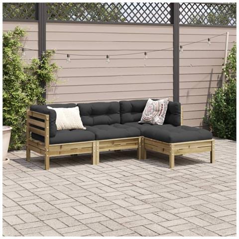 Set Divani Da Giardino 4pz Con Cuscini Legno Impregnato Di Pino - Foto 2