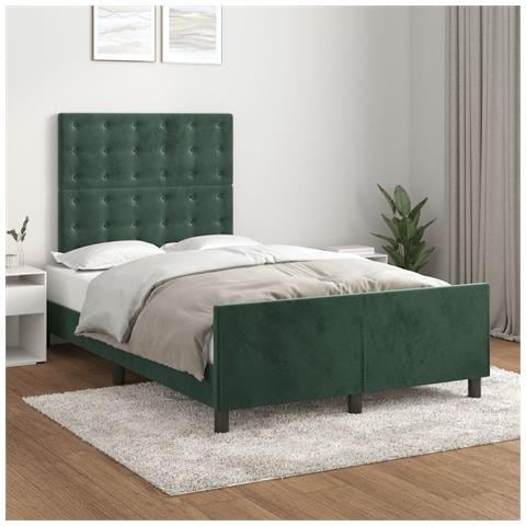 Giroletto Con Testiera Verde Scuro 120x190 Cm In Velluto - Foto 1