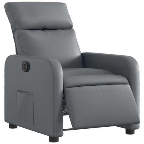 Poltrona Reclinabile Elettrica Grigia In Similpelle - Foto 3