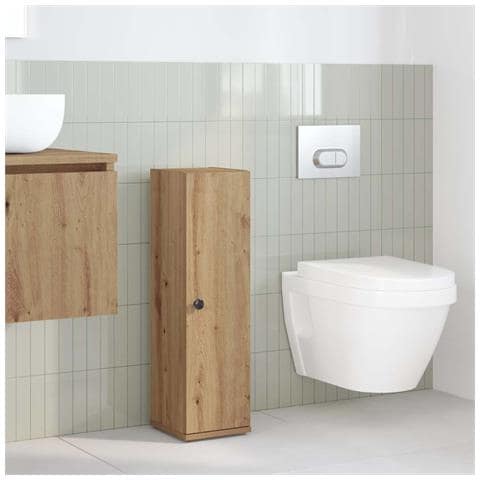 Mobile Da Bagno Con Portarotolo Rovere Artigianale 20,5x22x72cm - Foto 3